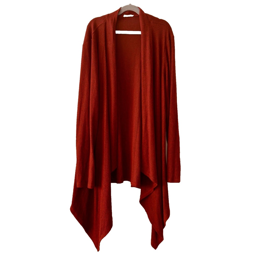 Jodifl Size Small Rust Waterfall Cardigan Draped Asymmetrical Boho Knit Women's